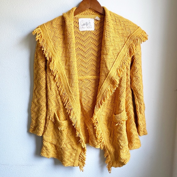 Anthropologie Sweaters - Anthropologie Angel of the North Chevron Cardigan Mustard Yellow SP